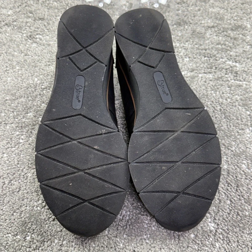 B True by Baretraps Gisela Womens 7M Black Comfort Slip On Wedge Shoes